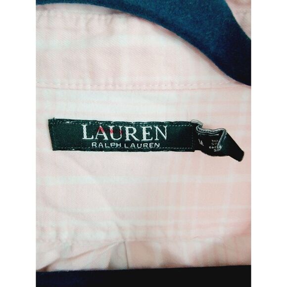 Lauren Ralph Lauren M Pink White Rolltab Long Sleeve Button Up Shirt - Picture 4 of 7